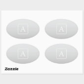 Subtiele lichtgrijze verloop achternaam monogram ovale sticker (Vel)