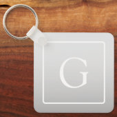Subtiele lichtgrijze verloop achternaam monogram sleutelhanger (Voorkant)