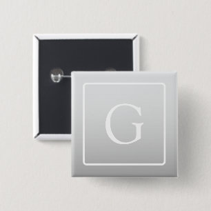 Subtiele lichtgrijze verloop achternaam monogram vierkante button 5,1 cm