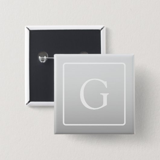 Subtiele lichtgrijze verloop achternaam monogram vierkante button 5,1 cm (Voorkant /achterkant)