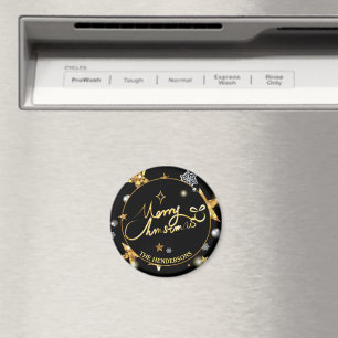 Subtiele luxe goud zwarte sterren aangepaste kerst magneet