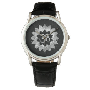 *~* Subtiele OM AUM Grey Meditatieve Mandala Horloge