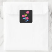 Subtiele pansexuele vlag bloemen vierkante sticker (Tas)