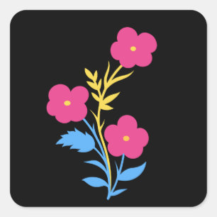 Subtiele pansexuele vlag bloemen vierkante sticker