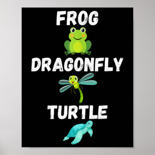Subtiele politieke humor Kikker Dragonfly Turtle Poster