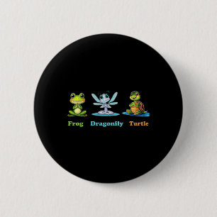 Subtiele politieke humor kikker libel schildpad yo ronde button 5,7 cm