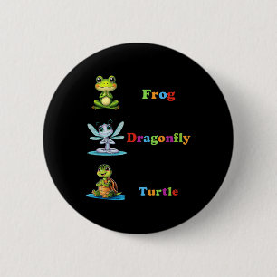 Subtiele politieke humor kikker libel schildpad yo ronde button 5,7 cm