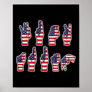 Subtiele Resist Trump Asl Gebarentaal 4 juli Poster