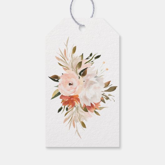 Subtiele rode en witte bloemen dank u cadeaulabel (Achterkant)