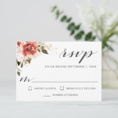 Subtiele rode en witte Waterverf Floral RSVP (Staand voorkant)