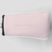 Subtiele roze naam op zachte blush roze golfheadcover (Voorkant)