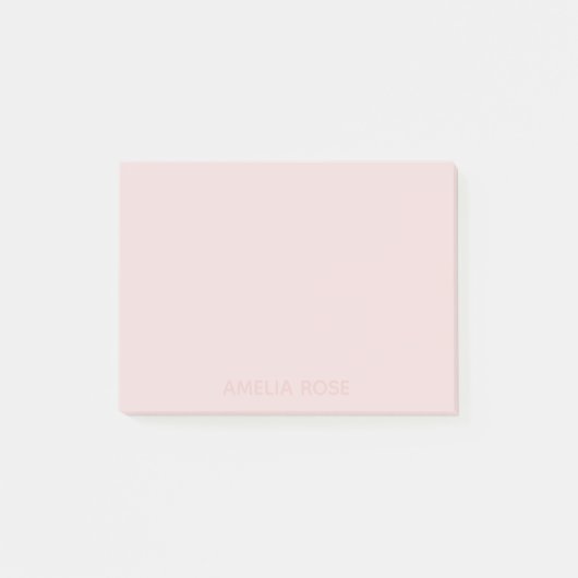 Subtiele roze naam op zachte blushroze achtergrond post-it® notes (Voorkant)