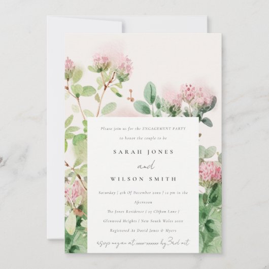 Subtiele roze Waterverf bloementuin Verloving Kaart (Voorkant)