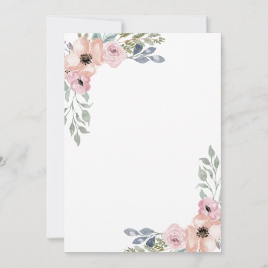 Subtiele Rozen van de Waterverf met Kruis | Baptis Kaart (Achterkant)