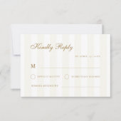 Subtiele Strepen Gouden Kust Bestemming Trouwen RSVP Kaartje (Voorkant)