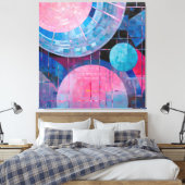 Subtiele tinten van blauw & roze in Abstract Canvas Afdruk (Insitu (Slaapkamer))