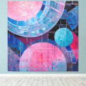 Subtiele tinten van blauw & roze in Abstract Canvas Afdruk (Insitu (Houten vloer))