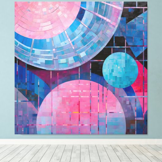 Subtiele tinten van blauw & roze in Abstract Canvas Afdruk (Insitu (Houten vloer))