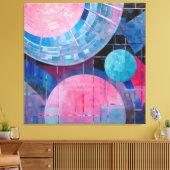 Subtiele tinten van blauw & roze in Abstract Canvas Afdruk (Insitu (Woonkamer))