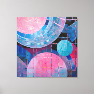 Subtiele tinten van blauw & roze in Abstract Canvas Afdruk