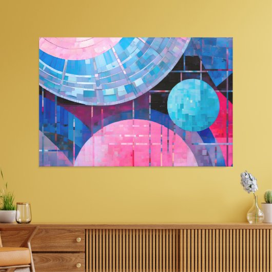Subtiele tinten van blauw & roze in Abstract Canvas Afdruk (Insitu (Woonkamer))