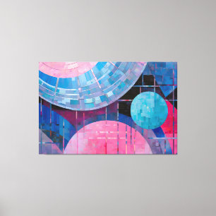 Subtiele tinten van blauw & roze in Abstract Canvas Afdruk