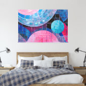 Subtiele tinten van blauw & roze in Abstract Canvas Afdruk (Insitu (Slaapkamer))