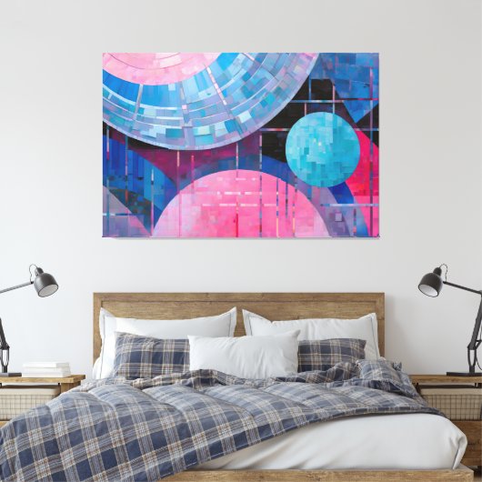Subtiele tinten van blauw & roze in Abstract Canvas Afdruk (Insitu (Slaapkamer))