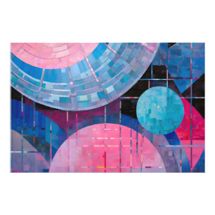 Subtiele tinten van blauw & roze in Abstract Foto Afdruk