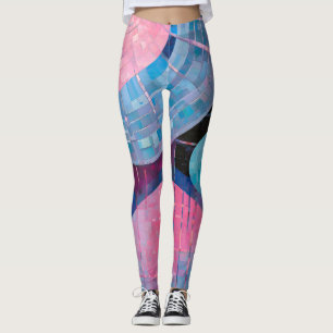 Subtiele tinten van blauw & roze in Abstract Leggings