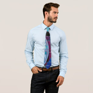 Subtiele tinten van blauw & roze in Abstract Stropdas