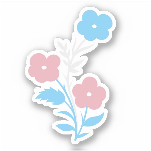 Subtiele Trans vlag bloemen Sticker (Voorkant)