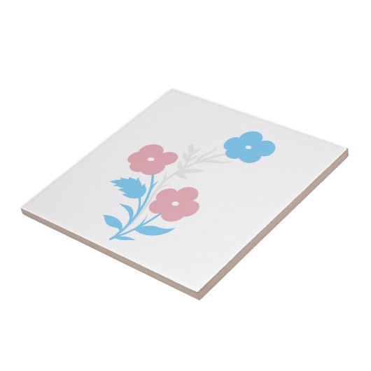 Subtiele Trans vlag bloemen Tegeltje (Zijkant)