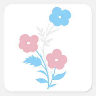 Subtiele Trans vlag bloemen Vierkante Sticker