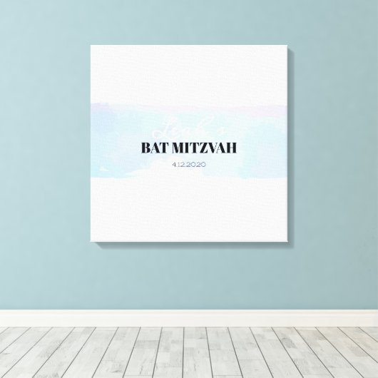 SUBTIELE WATERVERF Bat Bar Mitzvah Inloggen Board Canvas Afdruk (Insitu (Houten vloer))