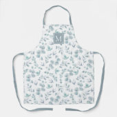Subtiele Waterverf eucalyptuspatroon monogram Schort (Voorkant)