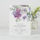 Subtiele Waterverf Floral Afstuderen Invitation Kaart (Staand voorkant)