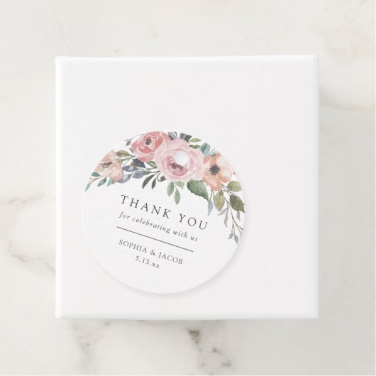 Subtiele Waterverf Rozen | Bloemenbruiloft Bedankjes Labels (In situ)