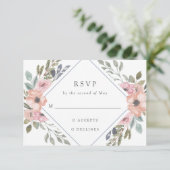 Subtiele Waterverf Rozen | Bruiloft RSVP Kaartje (Staand voorkant)