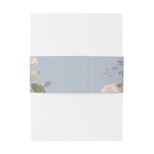 Subtiele Waterverf Rozen | Lichtblauwe bloem Uitnodigingen Wikkel (Achterkant Voorbeeld)