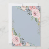 Subtiele Waterverf Rozen | Lichtblauwe bruiloft Kaart (Achterkant)