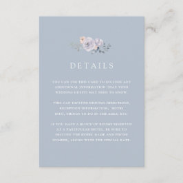 Subtiele Waterverf Rozen | Lichtblauwe Gastgegeven Informatiekaartje