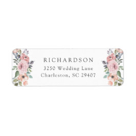 Subtiele Waterverf Rozen | Romantische bruiloft Etiket