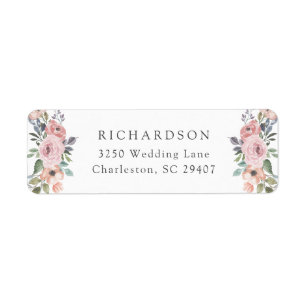 Subtiele Waterverf Rozen   Romantische bruiloft Etiket