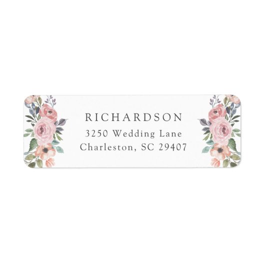 Subtiele Waterverf Rozen | Romantische bruiloft Etiket (Voorkant)