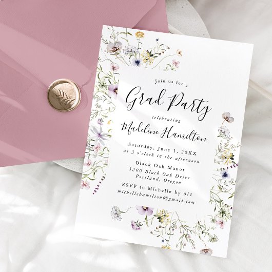 Subtiele Wilde Bloemen Afstudeerfeest Kaart