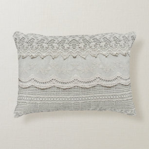 Subtiele witte kant, textiel close-up. accent kussen