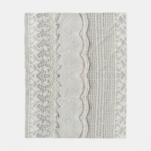 Subtiele witte kant, textiel close-up. fleece deken