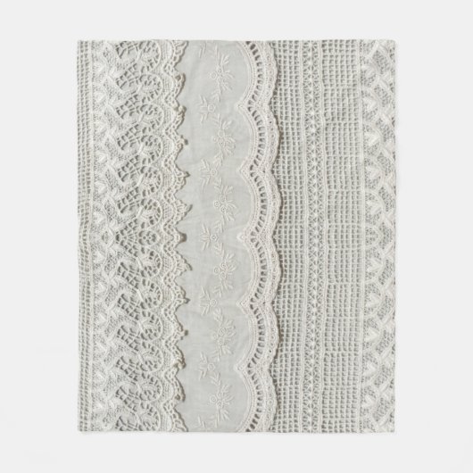 Subtiele witte kant, textiel close-up. fleece deken (Voorkant)
