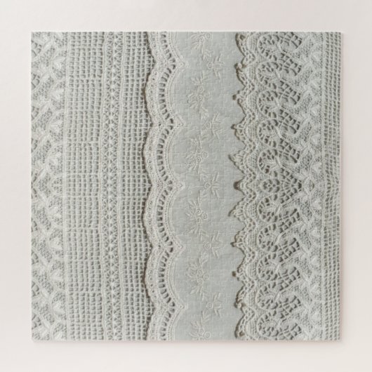 Subtiele witte kant, textiel close-up. legpuzzel (Horizontaal)